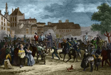 The Four Sergeants led to the scaffold: the Four Sergeants of La Rochelle accused under the Restoration of wanting to overthrow the monarchy and guillotined in 1822. Their crime is to belong to the Charbonnerie