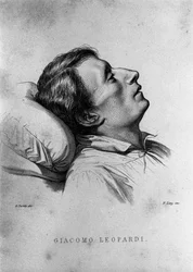 The Italian poet Giacomo Leopardi (1798-1837) on his deathbed