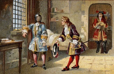 The Man with the Iron Mask, an internal prisoner of state from 1679 to 1703 at the fort of the island Sainte Marguerite (Sainte-Marguerite)