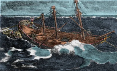 The construction of the raft of the frigate 