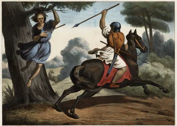 The death of Absalom. After the defeat against his father