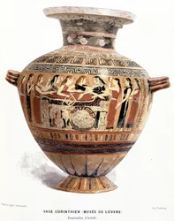 The funeral of Achilles - Corinthian vase of the Louvre Museum, in “History of the Greeks” by Victor Duruy