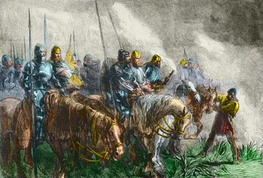 The morning of the battle of Agincourt - 100 years war: Battle of Azincourt (Pas-de-Calais) on 25 October 1415