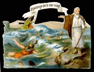 The passage of the Red Sea (Moses) - Chromolithography of the 19th century