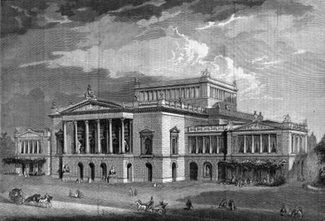 Theater in Leipzig, beginning of construction by Berlin architect Langhaus. In 