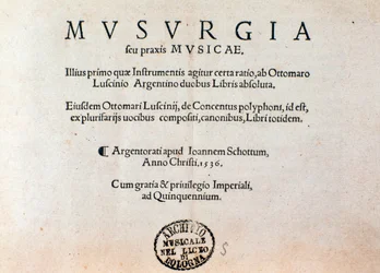 Title page of Musurgia practical manual of music