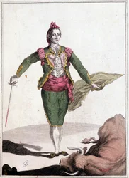 Toreador costume, the famous Joaquin Costillares, after overthrowing the bull, in 1825