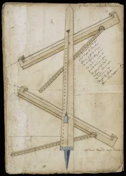 Tower measuring machine - Manuscript: parchment sheet of an engineer