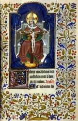 Trinity. Miniature, early 15th century. Bibl. Trivulziana, Milan