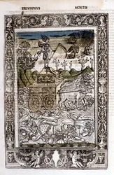 Triumph of the death of Francesco Petrarca (Petrarch). 15th century manuscript