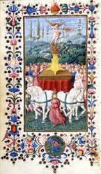 Triunfus Amoris (love triumph) by Francesco Petrarca. 15th century manuscript. Trivulziana, Milan