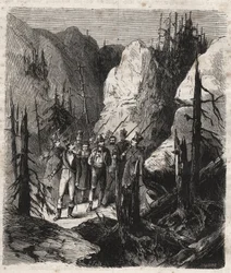 Tyrolean patriot Andreas Hofer (1767-1810) being arrested (engraving from 1879 in 