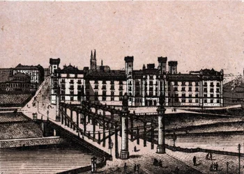 Vienna, Austria: view of the arsenal of Prince Rudolphe and the bridge of the Augarten. in 
