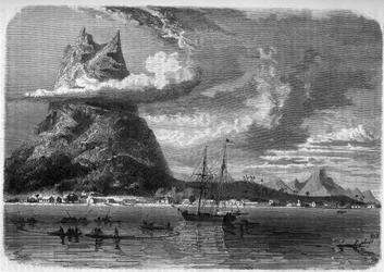 View of Bora Bora in Polynesia at the end of the 19th century in 