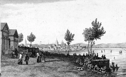 View of Mainz in Germany and the Rhine around 1830