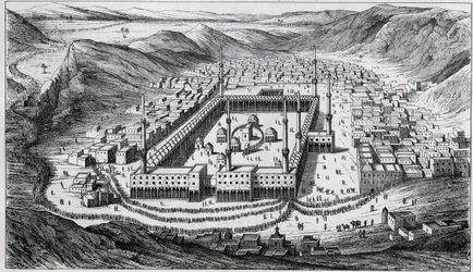 View of Mecca and its large mosque at the time of the pilgrims