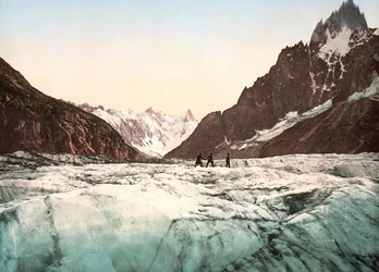 View of Mont Blanc: La Mer de Glace. Photochrome c. 1890