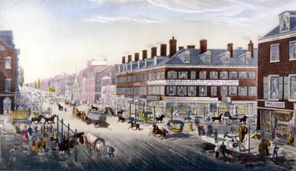 View of New York: Broadway. Engraving from 1840.