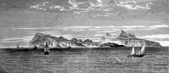 View of Procida Island off Naples. 19th century engraving