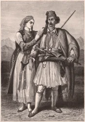 View of a Couple in Albanian Traditional Costume in the XIX Century