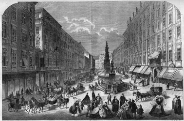 View of the Graben in Vienna, Austria. Engraving in 
