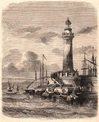View of the Lighthouse of Point of Joliette in Marseille in the 19th century