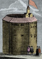 View of the London Globe Theatre at the time of William Shakespeare (1564-1612). Engraving of the 19th century