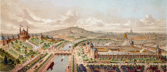 View of the Universal Exhibition in Paris in 1878. Engraving of the 19th century Paris, B.N.