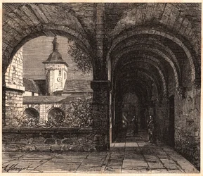 View of the Cloister of the Abbey of Solesmes