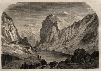 View of the country of Davos in Switzerland in the 19th century - engraving in 