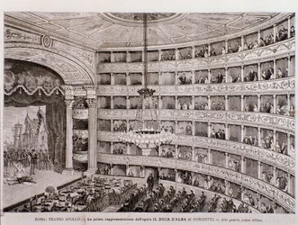 View of the first performance of the opera The Duke of Alba, at the Teatro Apollo, Rome