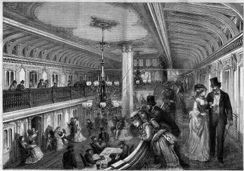 View of the living room of an American steamer