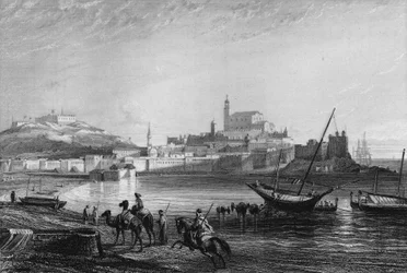 View of the port of Bone near Algiers in the 19th century, in “L