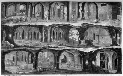 View of underground works in the salt mines of Wieliska, Gallicia. In Les wonders de l