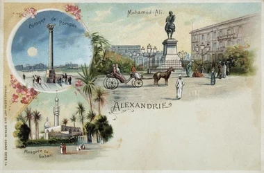 Views of Alexandria - postcard, late 19th century