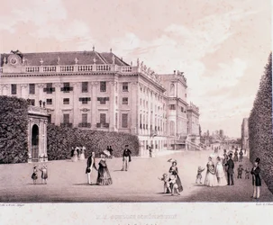 Walkers in the park of Schonbrunn Palace in Vienna