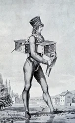 War suit of the 19th century. Engraving of the 19th century.