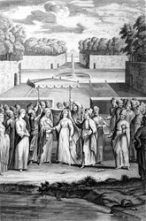 Wedding according to the Hebrew rite. 19th century engraving