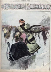 Winter fun. The skaters. Watercolour by Mr. Vallet for the Sunday sun. January 10