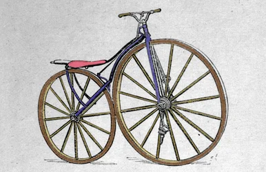 Wooden velocipede model. Pierre Michaux, invented the pedal in the early 1860s.