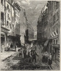 Works rue de la Montagne Sainte-Genevieve in the 5th arrondissement of Paris in 1858.
