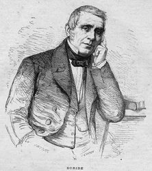 Portrait of Eugène Scribe. French dramatic author (1791 to 1861). Engraving of 1892