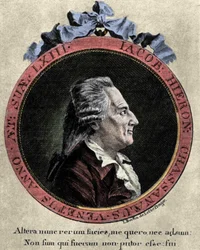 Portrait of Giovanni Giacomo Casanova (1725-1798), Italian adventurer and writer. Portrait by Johann Berka from Icosameron or History of Edward and Elizabeth who spend eighty-one years with the Megamicres, native inhabitants of the Protocosm in the inter