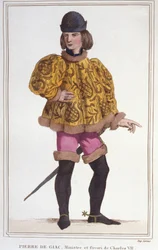 Portrait of Pierre de Giac, favorite of Charles VII, Minister and Superintendent of Finance. Engraving from 1830