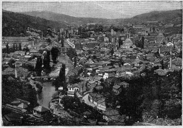 View of the City of Sarajevo in 1894 - engraving