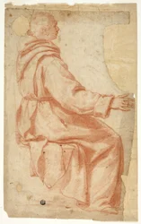 Seated Monk in Profile to Right
