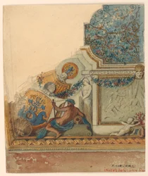 Corner detail of ceiling, Hotel de Cluny, Paris, ca. 1885