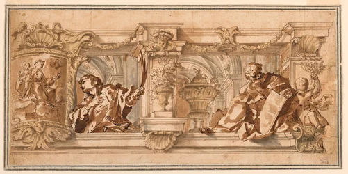 Drawing, Design for a Ceiling Frieze, ca. 1680