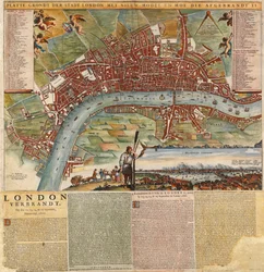 A Dutch Map Showing Areas Devastated by the Great Fire of London
