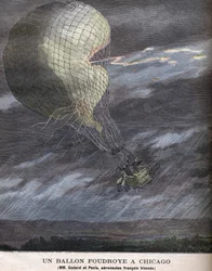 A balloon struck at Chicago. Louis Godard Jr. (1858-1933) and Panis wounded on Saturday, July 25
